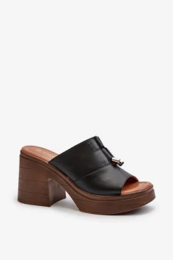 Damskie Buty damskie Vinceza Klapki Damskie Z Eko Skóry Na Platformie I Klocku Czarne Dafira