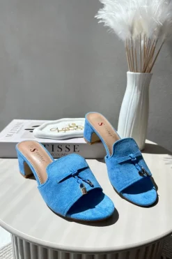 Boto Klapki Na Obcasie|Klapki Damskie Klasyczne*Klapki Damskie Z Eko Zamszu Na Obcasie Niebieskie Jemenna