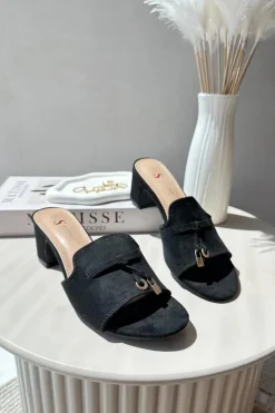 Boto Klapki Na Obcasie|Klapki Damskie Klasyczne*Klapki Damskie Z Eko Zamszu Na Obcasie Czarne Jemenna