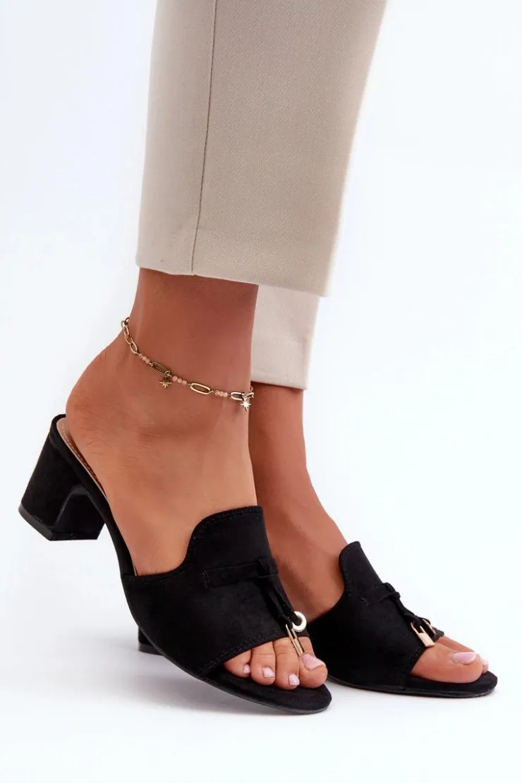 Boto Klapki Na Obcasie|Klapki Damskie Klasyczne*Klapki Damskie Z Eko Zamszu Na Obcasie Czarne Jemenna