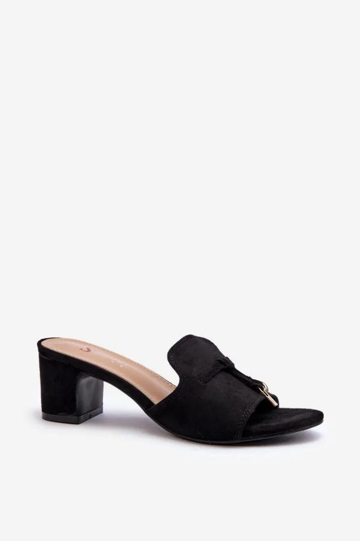 Boto Klapki Na Obcasie|Klapki Damskie Klasyczne*Klapki Damskie Z Eko Zamszu Na Obcasie Czarne Jemenna