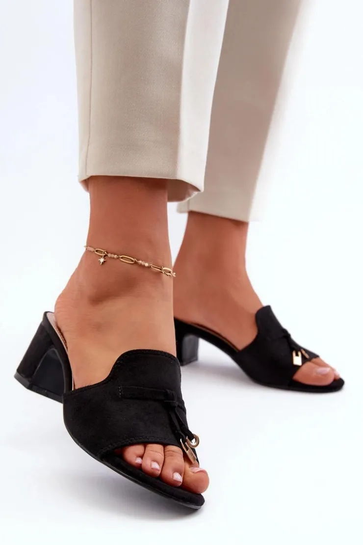 Boto Klapki Na Obcasie|Klapki Damskie Klasyczne*Klapki Damskie Z Eko Zamszu Na Obcasie Czarne Jemenna