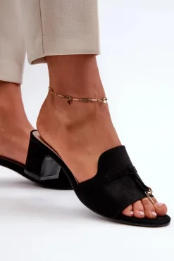 Boto Klapki Na Obcasie|Klapki Damskie Klasyczne*Klapki Damskie Z Eko Zamszu Na Obcasie Czarne Jemenna