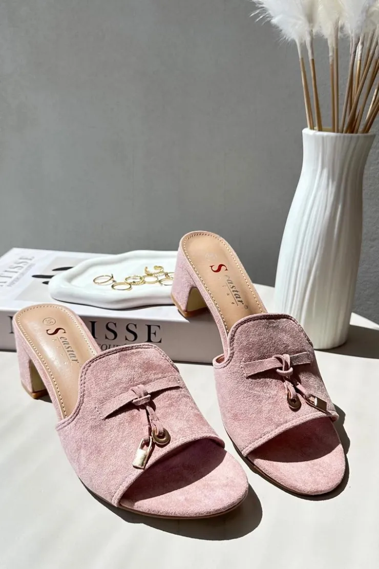 Boto Klapki Na Obcasie|Klapki Damskie Klasyczne*Klapki Damskie Z Eko Zamszu Na Obcasie Różowe Jemenna