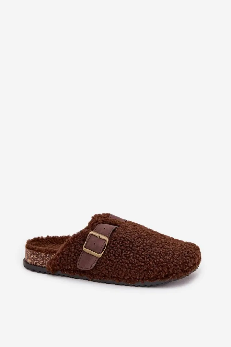 Boto Kapcie Klasyczne|Klapki Korkowe*Klapki Damskie Z Futerkiem Typu Baranek Brązowe Lorivine Brązowy