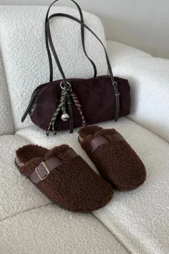 Boto Kapcie Klasyczne|Klapki Korkowe*Klapki Damskie Z Futerkiem Typu Baranek Brązowe Lorivine Brązowy