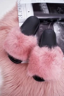 Damskie Boto Klapki Damskie z Futerkiem Różowe NiceFur