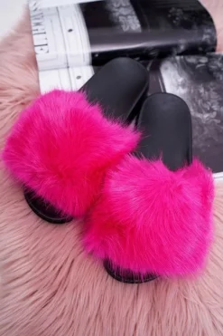 Boto Klapki Z Futerkiem|Klapki Damskie Klasyczne*Klapki Damskie z Futerkiem Fuksja NiceFur
