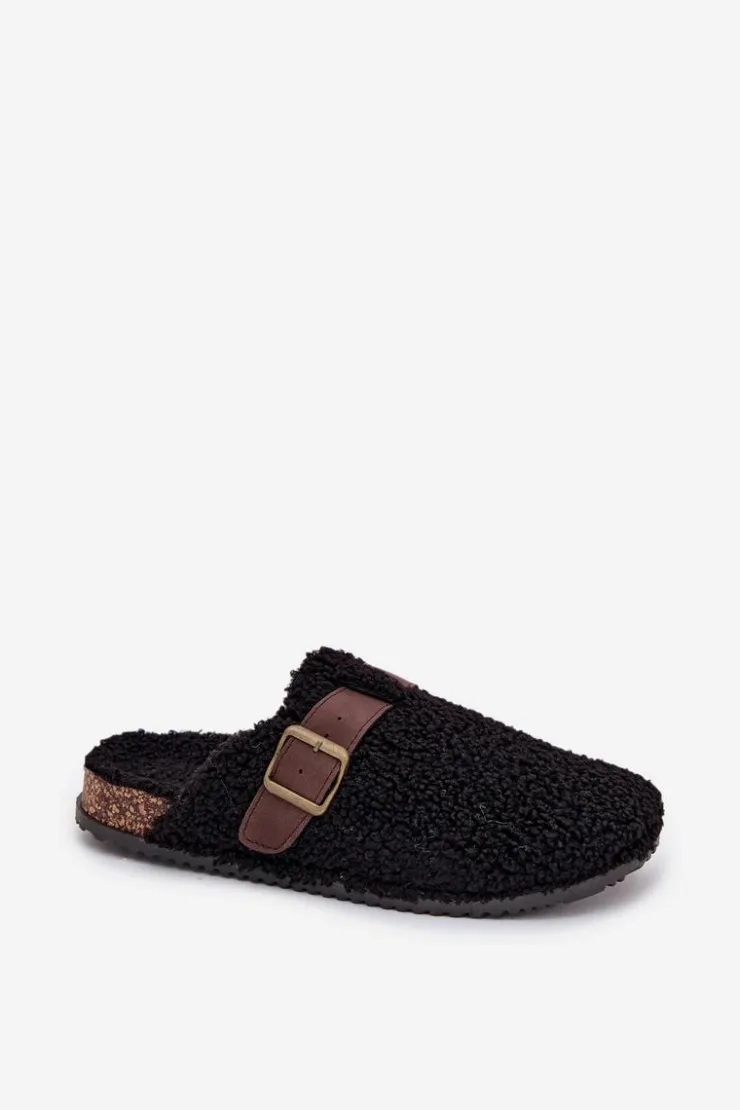 Damskie Boto Klapki Damskie Z Futerkiem Typu Baranek Czarne Lorivine