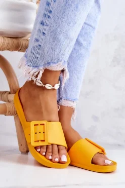 Damskie Big Star Shoes Klapki Damskie Z Klamrą Big Star FF274A393 Pomarańczowe