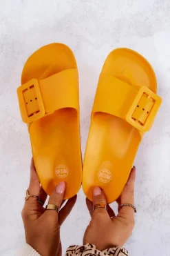 Damskie Big Star Shoes Klapki Damskie Z Klamrą Big Star FF274A393 Pomarańczowe