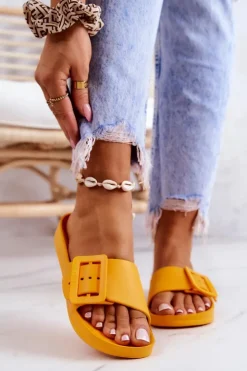 Damskie Big Star Shoes Klapki Damskie Z Klamrą Big Star FF274A393 Pomarańczowe