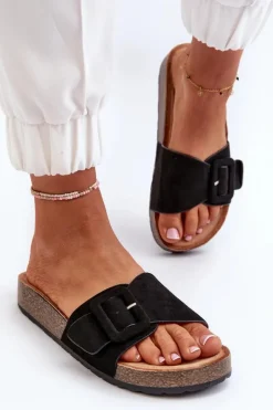 Boto Klapki Na Platformie|Klapki Damskie Klasyczne*Klapki Damskie Z Klamrą Eko Zamszowe Czarne Laeltia