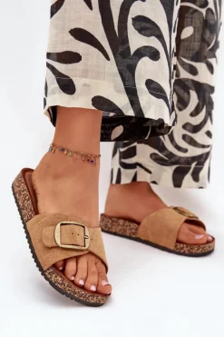 Boto Klapki Korkowe|Klapki Na Platformie*Klapki Damskie Z Klamrą Na Korkowej Platformie Camel Zavira