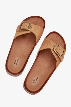 Boto Klapki Korkowe|Klapki Na Platformie*Klapki Damskie Z Klamrą Na Korkowej Platformie Camel Zavira