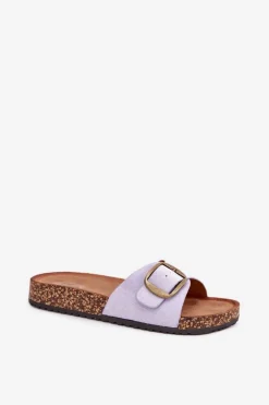 Boto Klapki Korkowe|Klapki Na Platformie*Klapki Damskie Z Klamrą Na Korkowej Platformie Liliowe Zavira Fioletowy