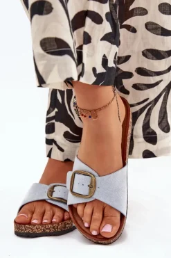 Damskie Boto Klapki Damskie Z Klamrą Na Korkowej Platformie e Zavira