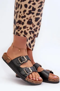 Online Boto Klapki Damskie Z Klamrami Czarne Fronila Czarny