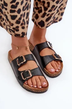 Online Boto Klapki Damskie Z Klamrami Czarne Fronila Czarny