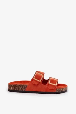 Boto Klapki Korkowe|Klapki Na Platformie*Klapki Damskie Z Klamrami Na Korkowej Podeszwie Pomarańczowe Sercele