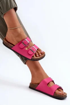 Damskie Boto Klapki Damskie Z Klamrami Fuksja Oliena