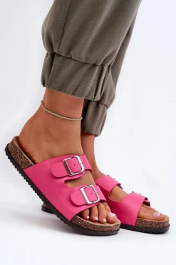 Damskie Boto Klapki Damskie Z Klamrami Fuksja Oliena