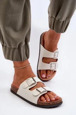 Boto Klapki Korkowe|Klapki Damskie Klasyczne*Klapki Damskie Z Klamrami Białe Oliena Biały