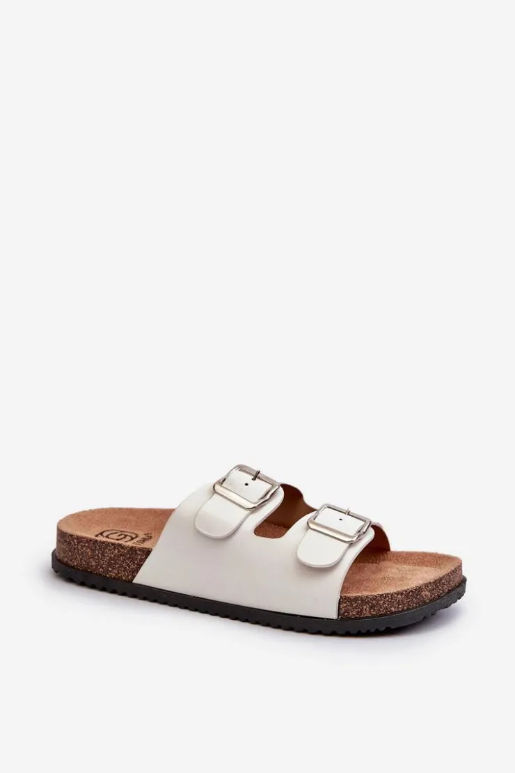 Boto Klapki Korkowe|Klapki Damskie Klasyczne*Klapki Damskie Z Klamrami Białe Oliena Biały