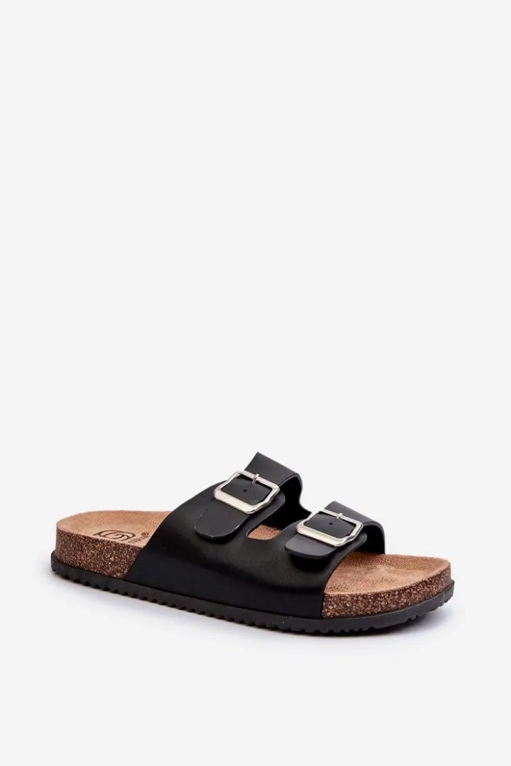 Damskie Boto Klapki Damskie Z Klamrami Czarne Oliena