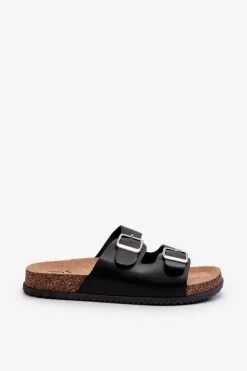 Damskie Boto Klapki Damskie Z Klamrami Czarne Oliena