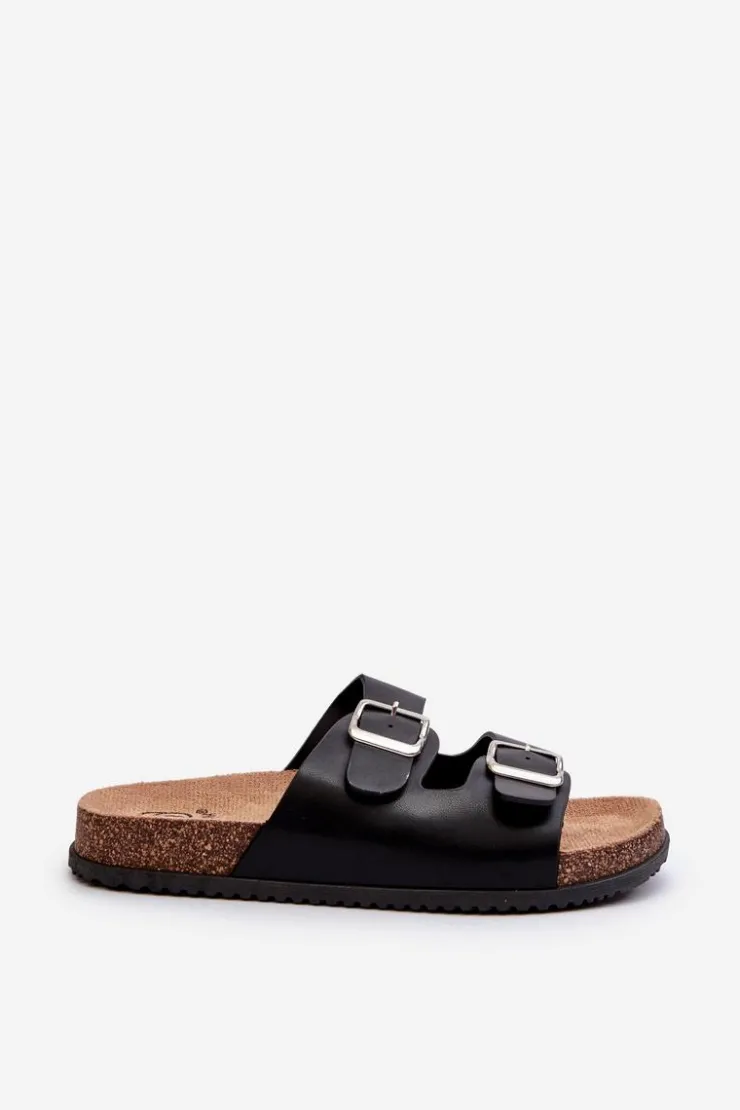 Damskie Boto Klapki Damskie Z Klamrami Czarne Oliena