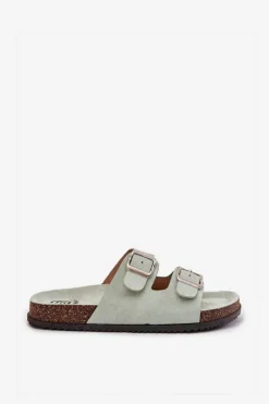 Online Boto Klapki Damskie Z Klamrami Miętowe Oliena Zielony