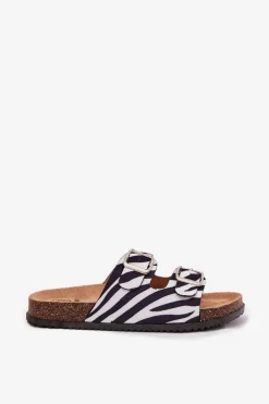 Damskie Boto Klapki Damskie Z Klamrami Zebra Oliena
