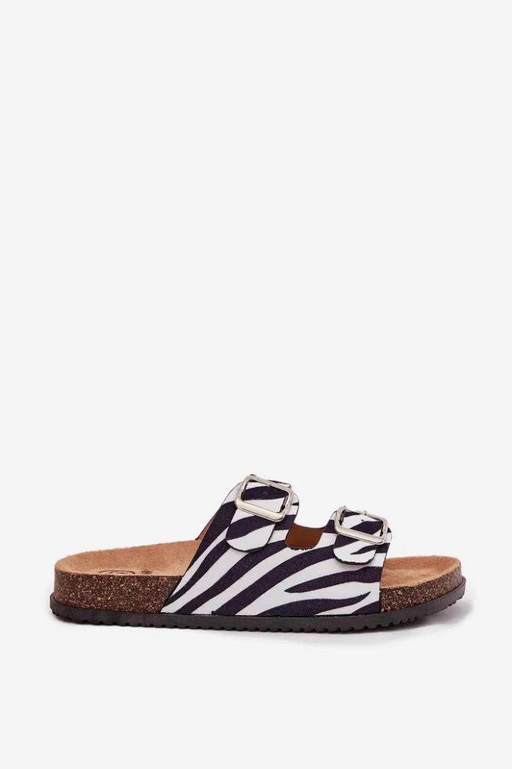 Damskie Boto Klapki Damskie Z Klamrami Zebra Oliena
