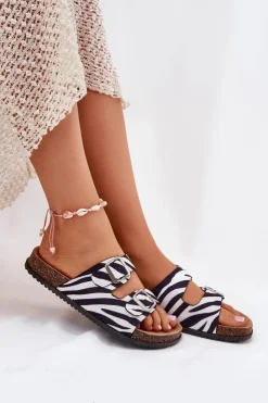 Damskie Boto Klapki Damskie Z Klamrami Zebra Oliena