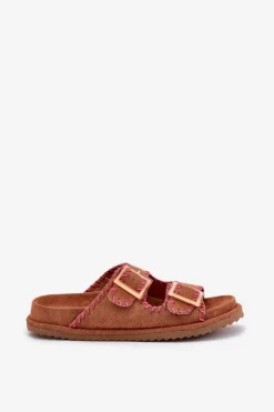 Damskie Boto Klapki Damskie Z Klamrami I Ozdobnym Obszyciem Camel Visley