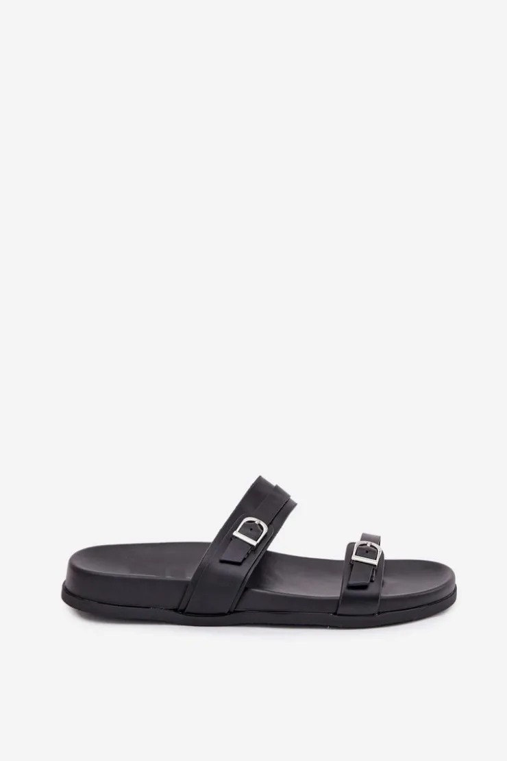 Damskie Boto Klapki Damskie Z Klamrami Czarne Brinella