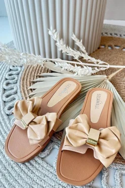 Damskie Boto Klapki Damskie Z Kokardą Camel Rivarina