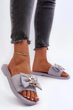 Hot Boto Klapki Damskie Z Kokardą Lawendowe Arsicada Fioletowy