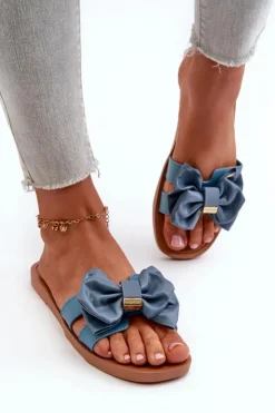 Hot Boto Klapki Damskie Z Kokardą Niebieskie Rivarina