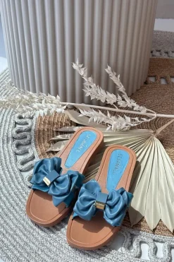 Hot Boto Klapki Damskie Z Kokardą Niebieskie Rivarina