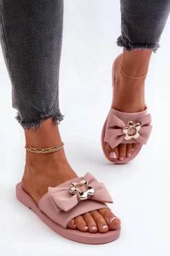 Boto Klapki Damskie Klasyczne*Klapki Damskie Z Kokardą Różowe Arsicada