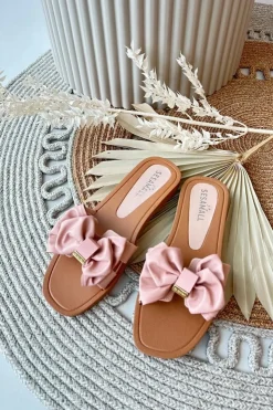 Boto Klapki Damskie Klasyczne*Klapki Damskie Z Kokardą Różowe Rivarina