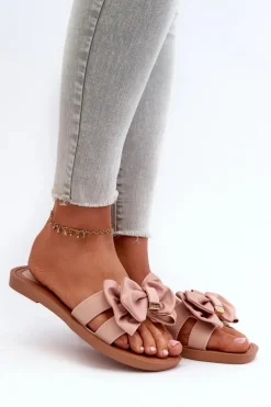 Boto Klapki Damskie Klasyczne*Klapki Damskie Z Kokardą Różowe Rivarina