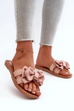 Boto Klapki Damskie Klasyczne*Klapki Damskie Z Kokardą Różowe Rivarina