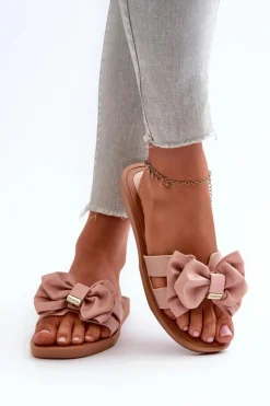 Boto Klapki Damskie Klasyczne*Klapki Damskie Z Kokardą Różowe Rivarina