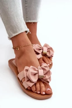 Boto Klapki Damskie Klasyczne*Klapki Damskie Z Kokardą Różowe Rivarina