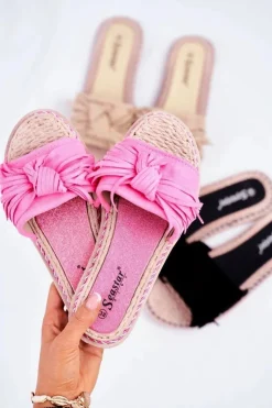 Damskie Boto Klapki Damskie Z Kokardką Fuksja Neon Thailand