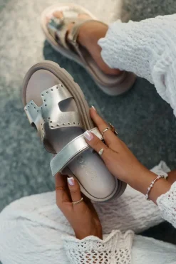 Zazoo Klapki Damskie Klasyczne*Klapki Damskie Z Naturalnej Skóry Na Platformie 40440 Złote Złoty