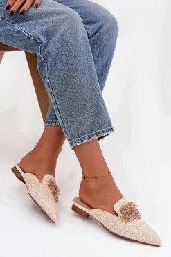 Boto Klapki Na Obcasie|Klapki Damskie Klasyczne*Klapki Damskie Z Ozdobą Beżowe Katrine